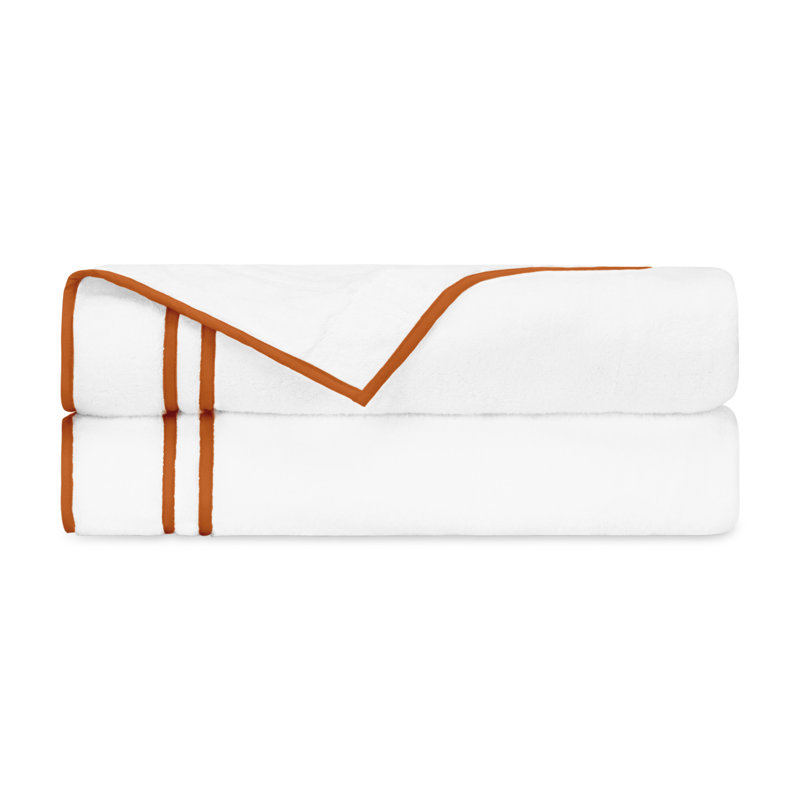 Ribbons 2-pc Bath Towel Set, White/Clementine