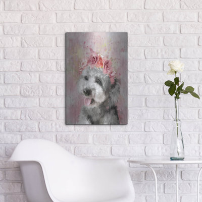 Art mural en métal Red Barrel Studio® «Flower Crown Havese 2» par Furbaby Affiliates
