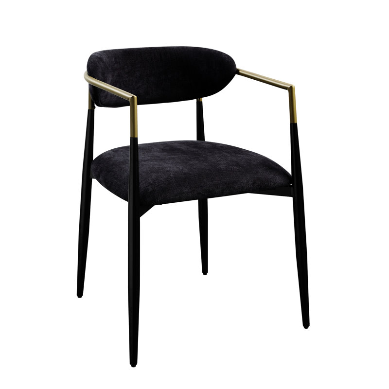 Chaise d'appoint, chaise de salle à manger, chaise de salle à manger, chaise de cuisine, chaise d'appoint en chenille noire et finition noire Jaramillo