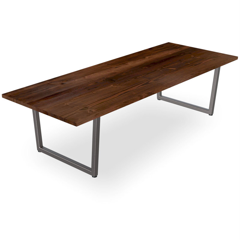 Horrace Solid Wood Top Metal Base Dining Table, 30" H x 72" L x 36" W, Choco