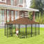 Chenil extérieur, enclos pour chiots de 6,9 pi x 6,9 pi x 5 pi avec auvent, cage de clôture pour parc de jardin, bol tournant, café-119747667