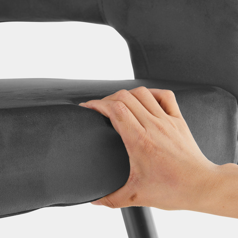 Rohit 43cm H Upholstered Metal Armchair, Dark Grey