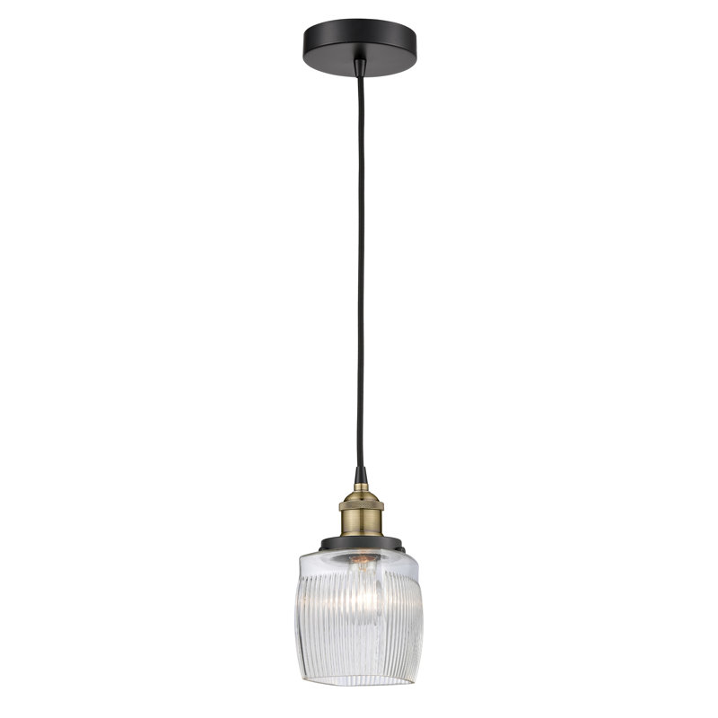 Luminaire suspendu simple à 1 lumière Mireya, Laiton antique noir