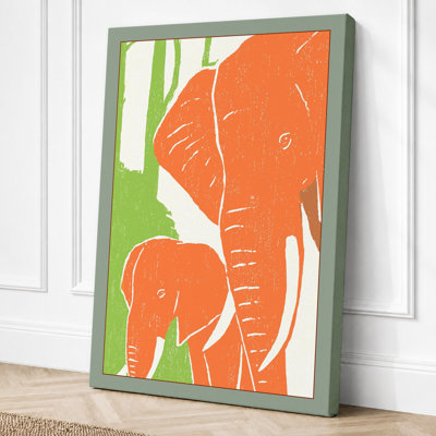 Elephant Mother And Calf Boho - Print
