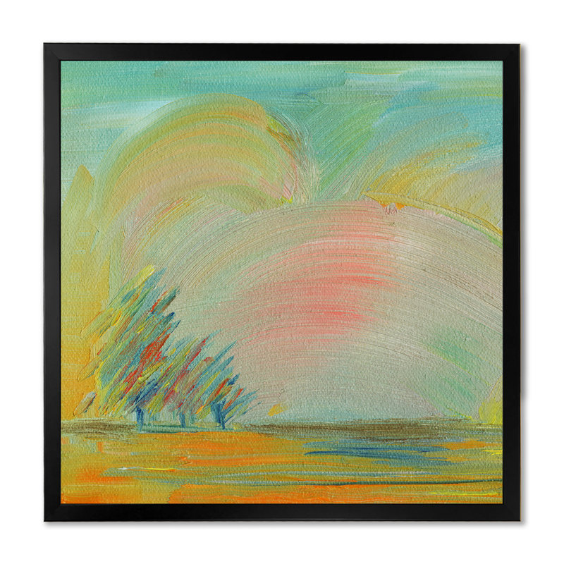 Aquarelle paysage d'automne - sur, Impression noire sur toile encadrée, H 16 po x l 16 po x P 1 po