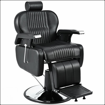 Heavy Duty Reclining Barber Chair With 360° Swivel, Height Adjustment, And Reinforced Stitching For Professional Use