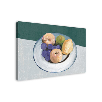 Emerald Fruit on a Plate  Wrapped Canvas Painting Print