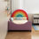Lit tapissier avec tête de lit ronde colorée, taille simple