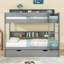 Lit superposé élégant en bois avec tablettes de rangement intégrées et lit gigogne escamotable-1252039098-1252039099