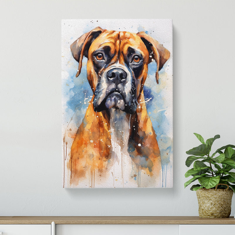 Boxer Dog Gestural No.2 - No Frame Print, 60cm H x 40cm W x 3cm D