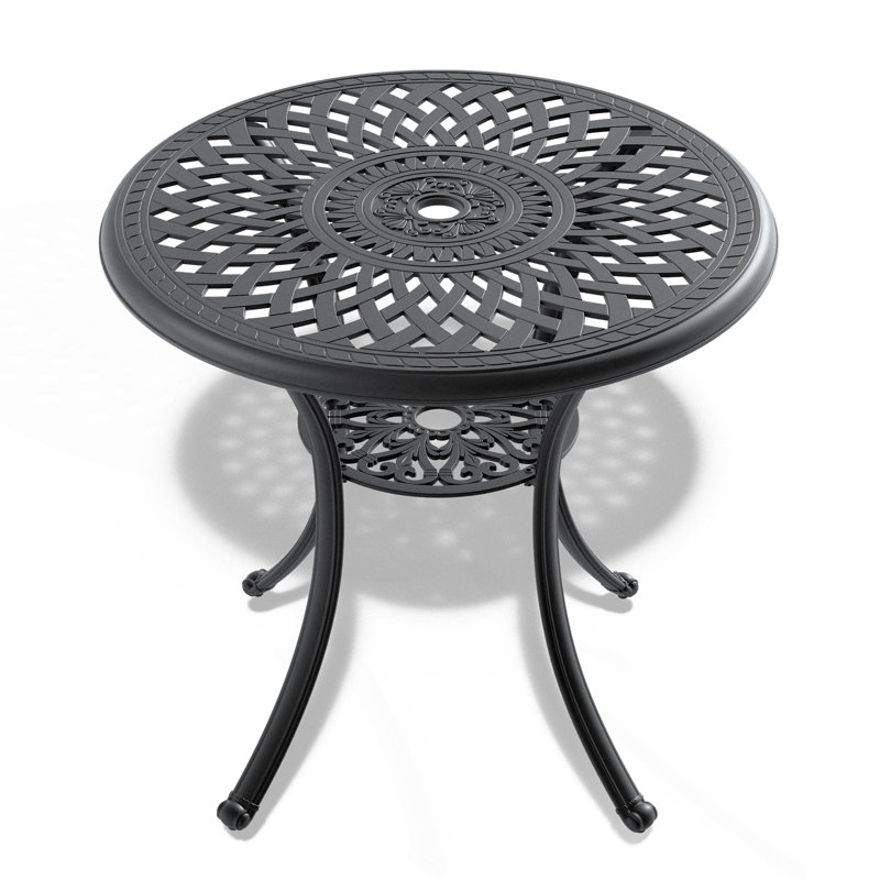 Round Outdoor Table, Patio Dining Table With Umbrella Hole