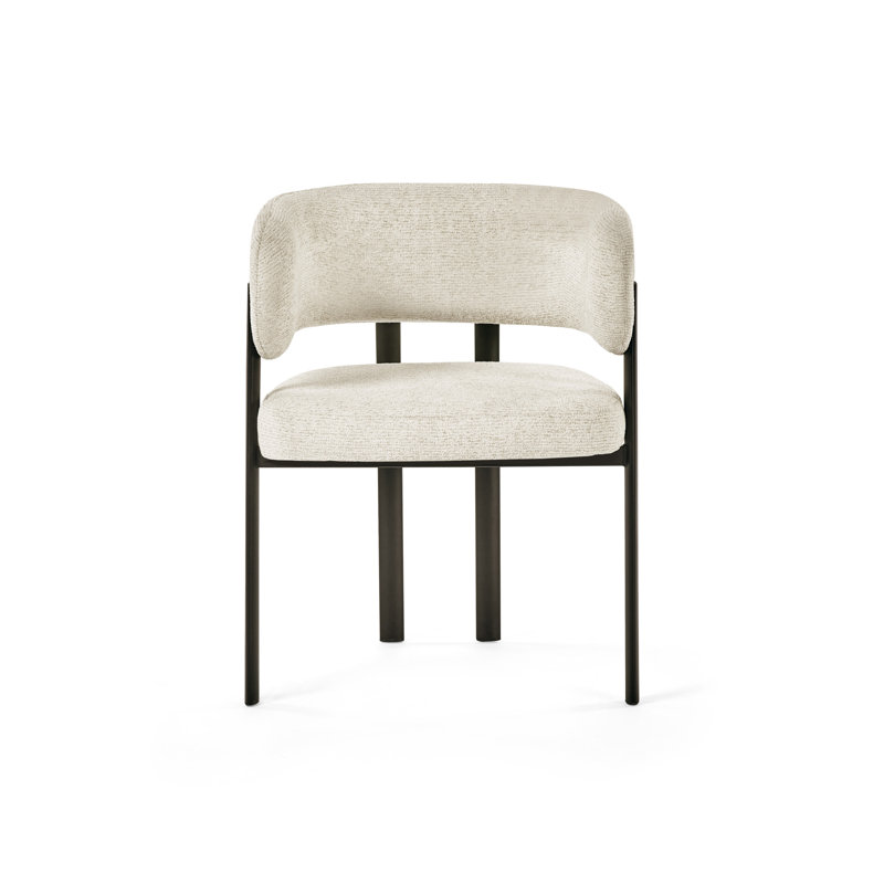 Dequaveon Set Of 2 Cream Chenille Upholstered Dining Chairs