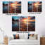 Sunset Beachside Horizon III - Ensemble de décoration murale bord de mer en métal