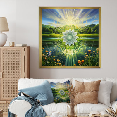 Mandala lumineux brillant dans un paysage de paradis I - impression