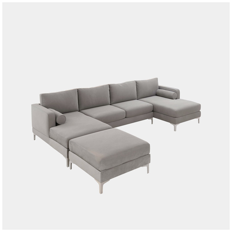 Canapé modulaire Syrine, Velours gris