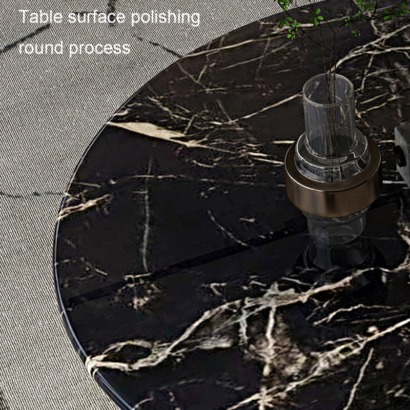 Round marble stainless steel coffee table, 15" H x 31.5" L x 31.5" W