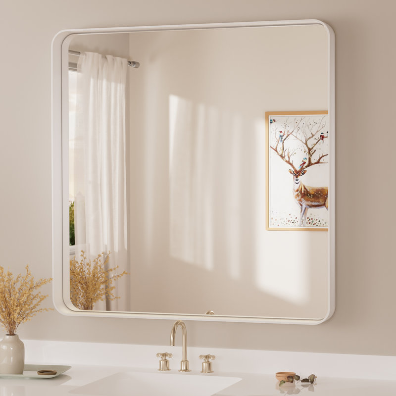 Miroir d'appoint Tyro, 36 po x 36 po, Blanc, Square