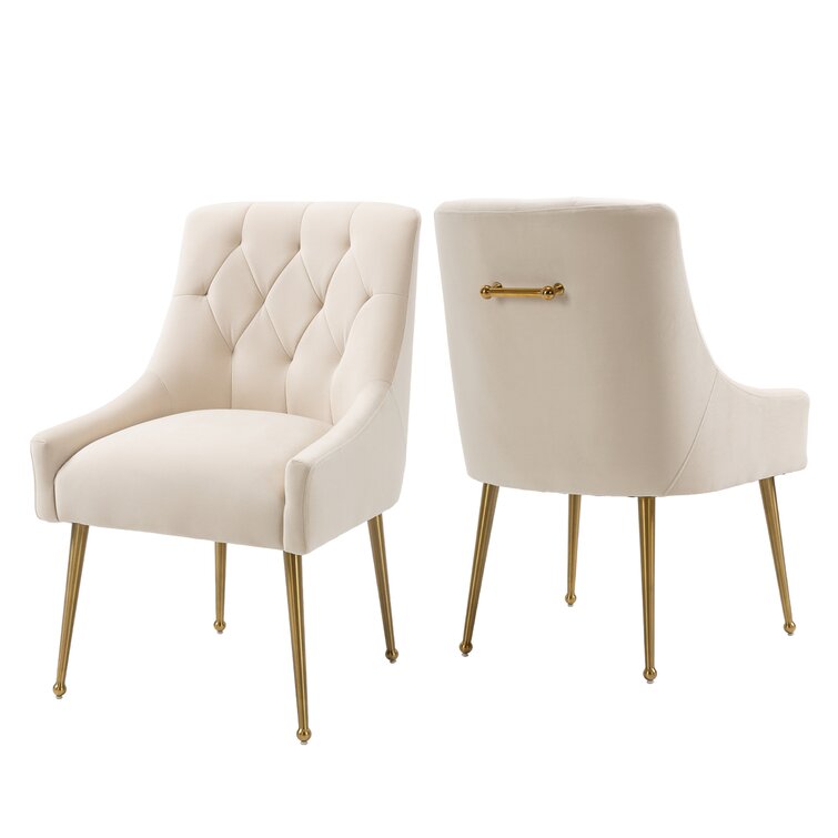 & Interiors Velvet Solid Willa Sandstrom | Back Tufted Reviews Arlo Wayfair Chair Side