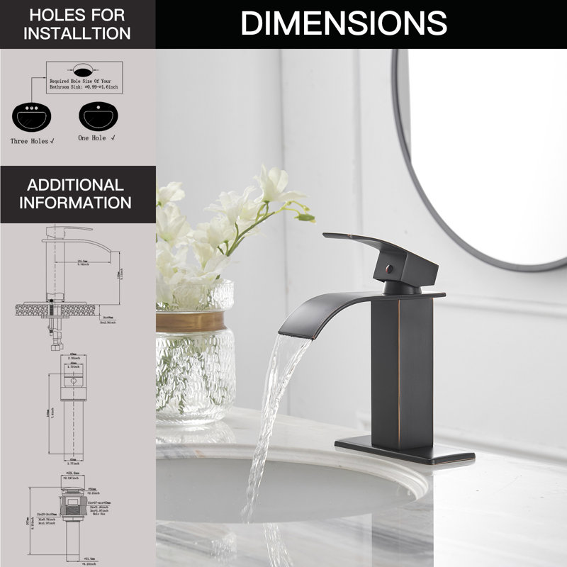 Waterfall Low-Arc Single Hole Bathroom Faucet, Oil Rubbed Bronze