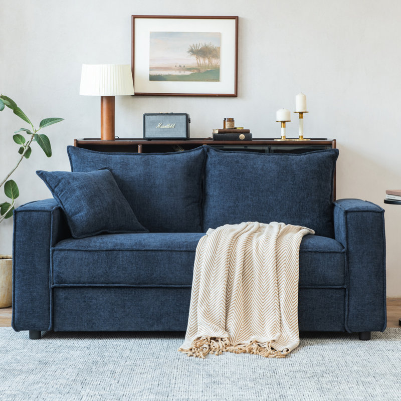 65 '' Upholstered Sofa 2 Seater Couches Small Loveseat For Small Apartment Living Room, Blue
