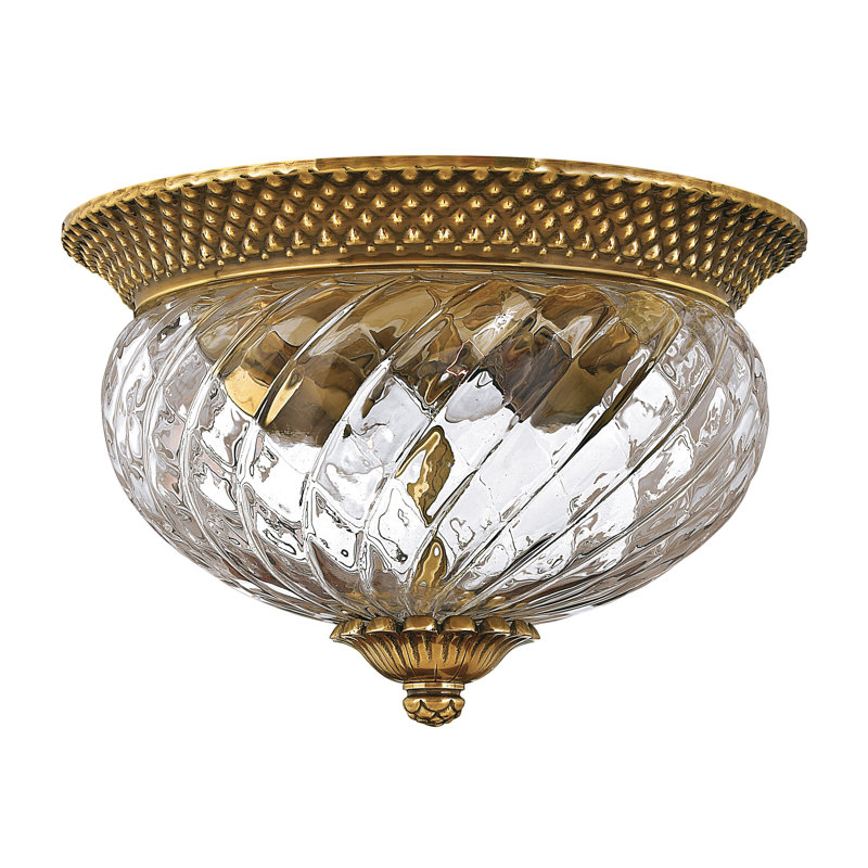 Plantation 2 - Light 12" Flush Mount, Burnished Brass
