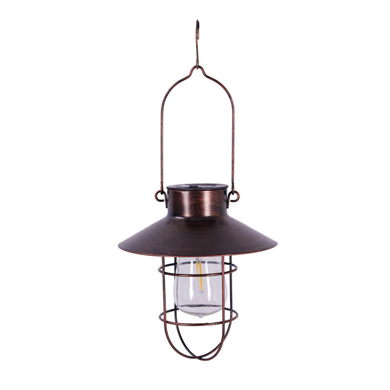 Lanterne solaire en métal avec ampoule en plastique, vert sauge, Bronze
