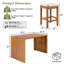 Ensemble de bar d'extérieur 5 pièces, table de bar en bois d'acacia et quatre tabourets avec coussins