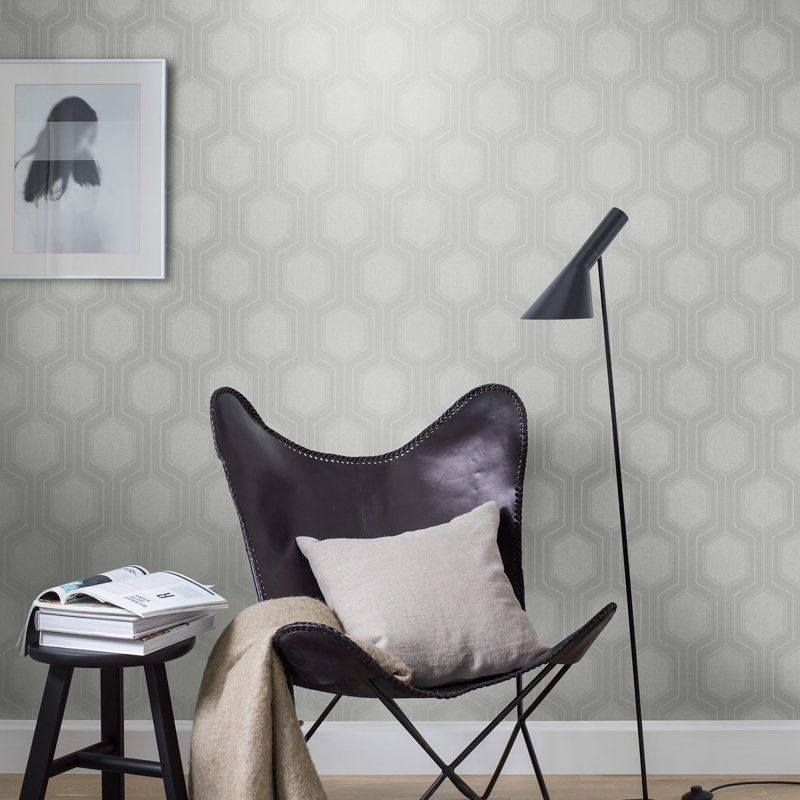 Boråstapeter Graphic Hexagon Wallpaper, Gray