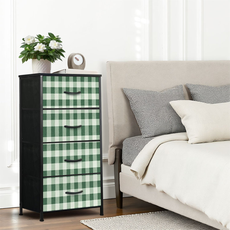 4 Drawer Dresser for Bedroom, Narrow Chest of Drawers, Wooden Top and Study Iron Frame 18"x37.5"-(WxH)