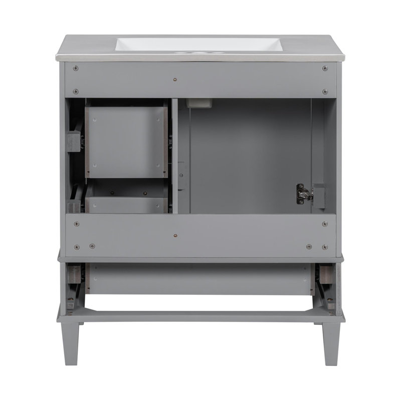 Meuble-lavabo autoportant 30 po, Argent, Gris
