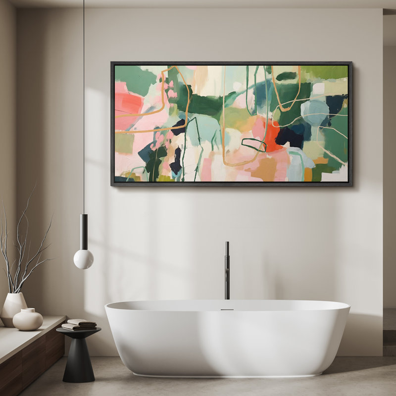 «Mid Century Shape Colorful Abstraction Vibrant», reproduction d'art sur toile, H 30 po x l 60 po, Noir, noir, noir, noir