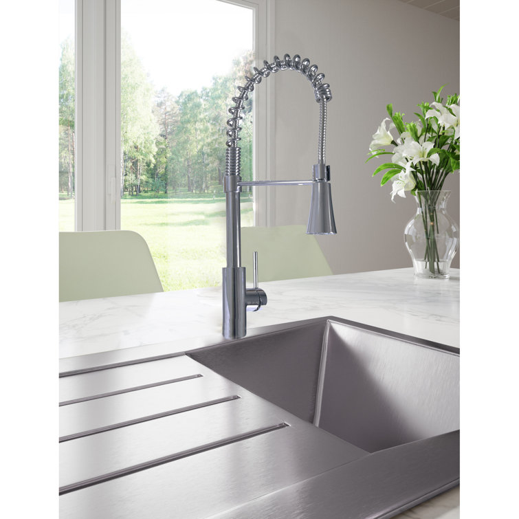 Spencer Modern Pull Down Single Handle Kitchen Faucet with 380-Degree Spout Swivel