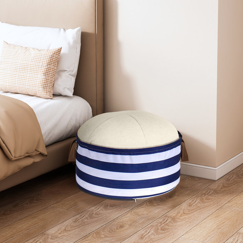 Geometric Comfort Wowmax Pouf Ottoman with Storage, Round Ottoman Foot Rest Pouf Ottoman Stuffed Poufs for Living Room Compression