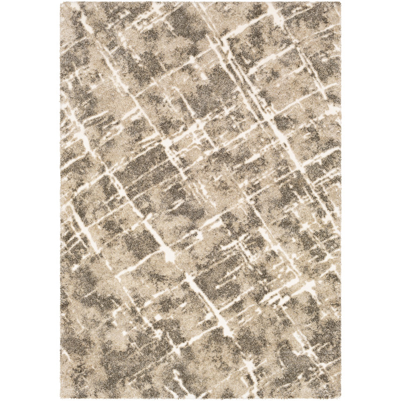 Tapis caramel / beige à motif abstrait Bartol, Rectangle 5 pi 3 po x 7 pi 3 po