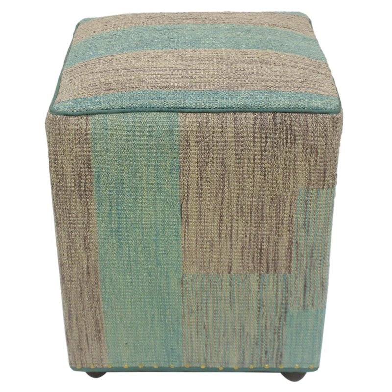 Repose-pieds standard carré de 15 po de largeur Aprea, Mauve / laine verte
