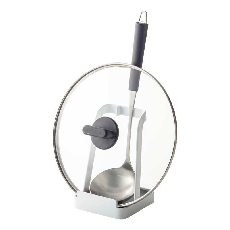 White Steel Kitchen Utensil and Lid Holder