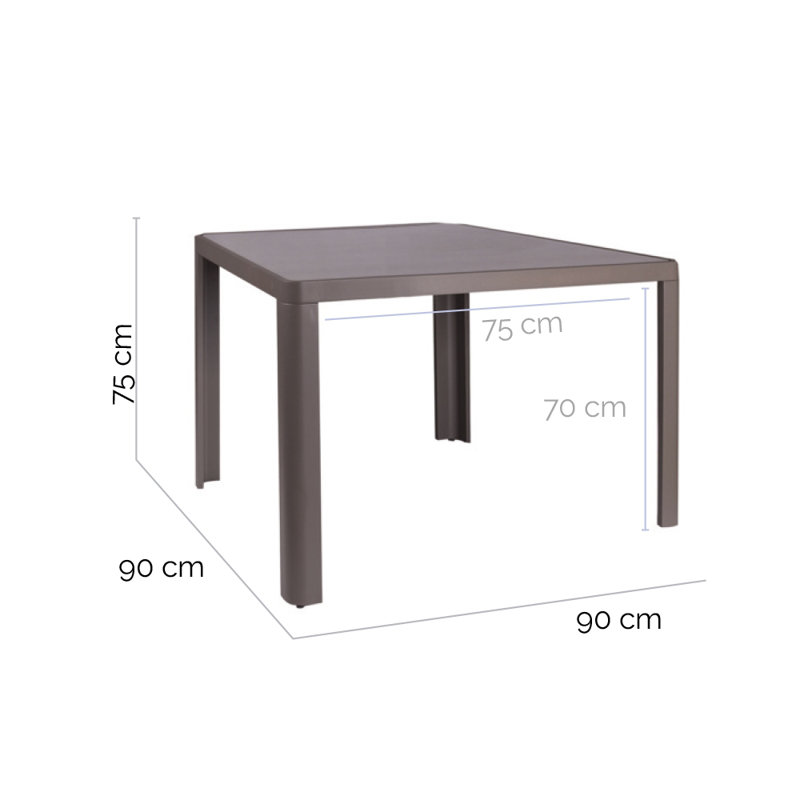 Zullo Square Metal Outdoor Dining Table , 90cm cm W 90cm cm D, Brown