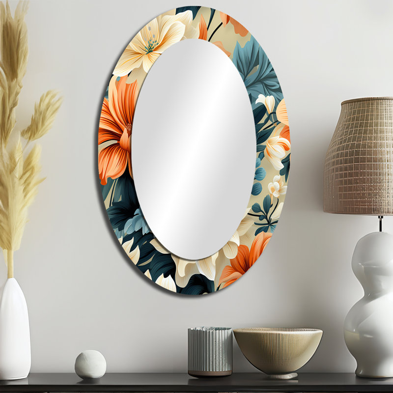 Tefft - Blue Oval Wall Mirror Decor, 36" H x 24" W