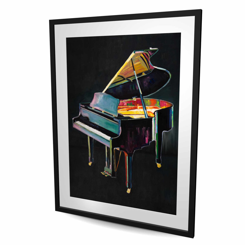 «Colorful Realistic Piano», reproduction encadrée musicale en noir mat
