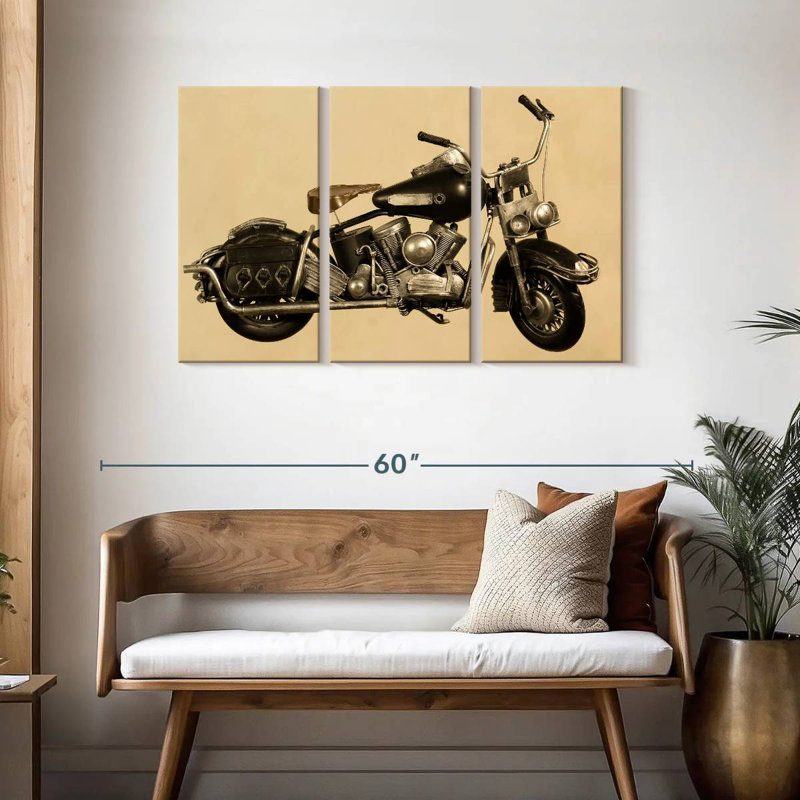 Vieille moto, H 28 po x l 45 po
