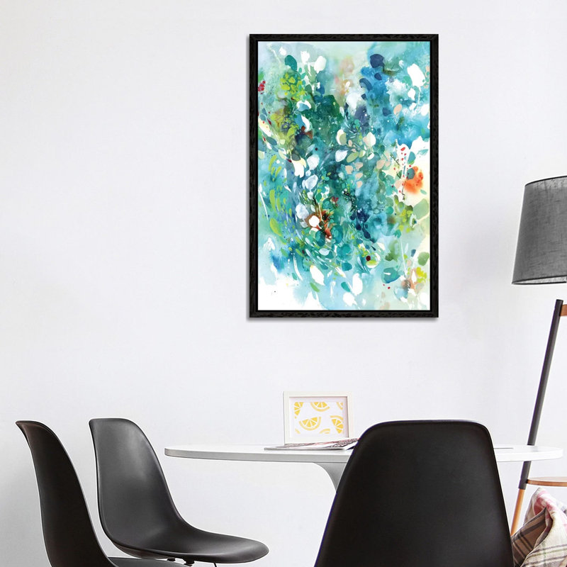 Turquoise Dance by CreativeIngrid - Painting on Canvas, Black Framed, 101.6 cm H x 66.04 cm W