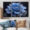 Monochromes noirs et bleus «Dahlia Bloom» - ensemble d'art mural Dahlia