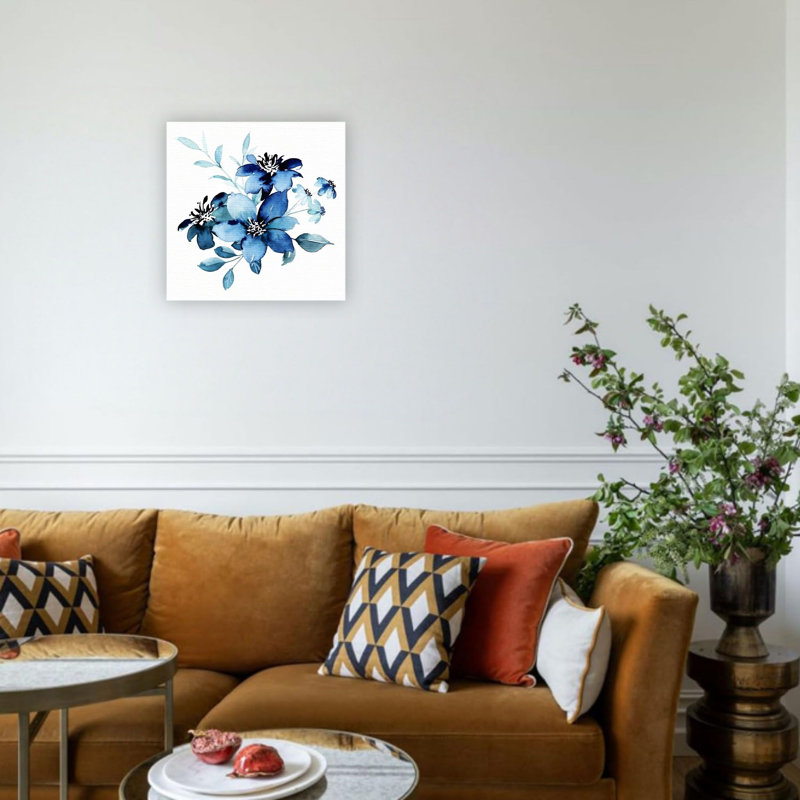 Fleur bleue, art mural 24 x 24 pouces