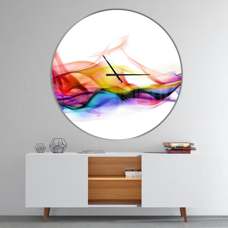 Abstract Smoke - Abstract Round Metal Clock, Oversized