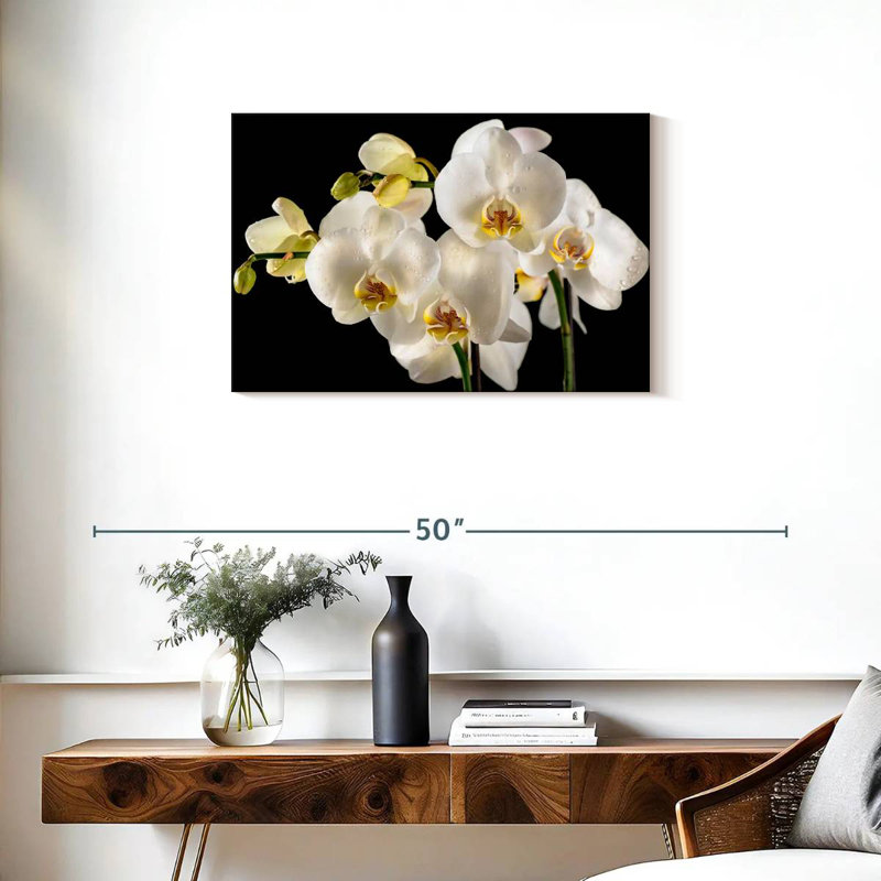 Fleurs d'orchidée blanches fraîches Harnek, H 20 po x l 30 po