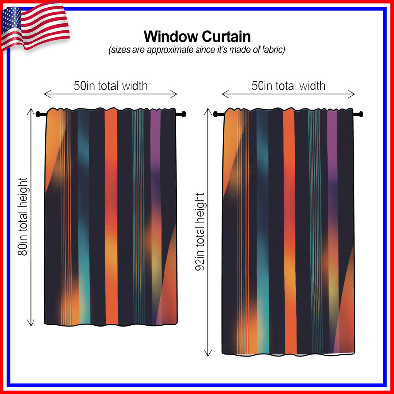 Rideaux de fenêtre colorés à rayures verticales, voilages et voilages à rayures - 1 panneau, 50 po x 80 po - 1 panneau