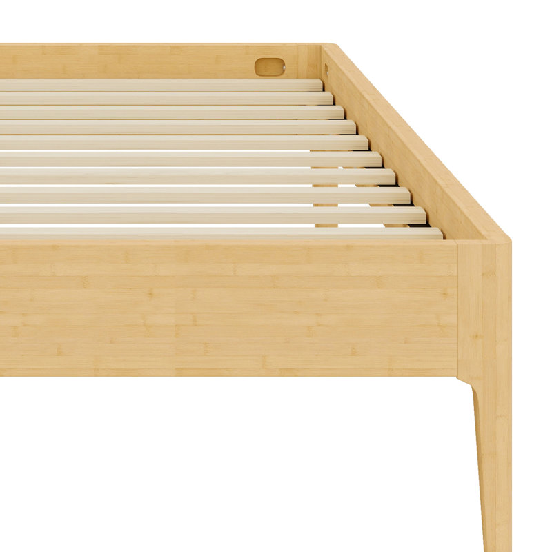 Modern Minimalist Platform Bed Featuring Wood Slat, Natural