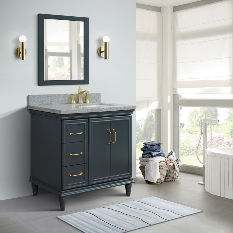 Ensemble de meuble-lavabo simple 37 po Livonia, Gris foncé