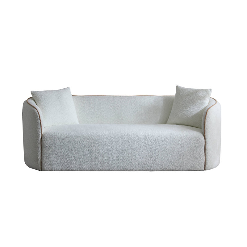 Renner 82" Curved Boucle 3-Seater Sofa, White