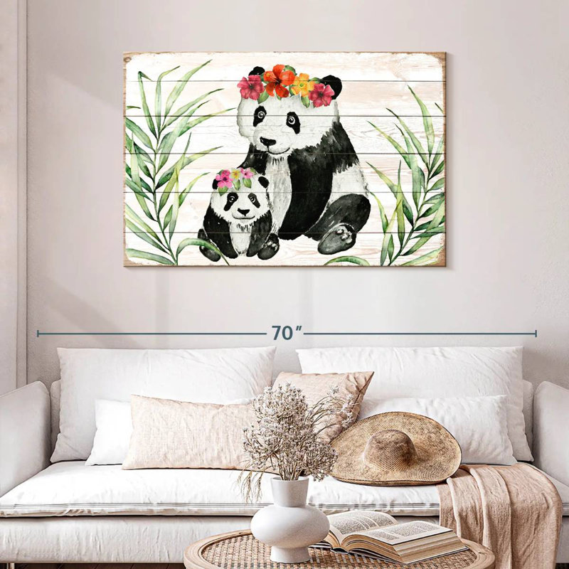Couronne florale Brampt Pandas, H 30 po x l 45 po